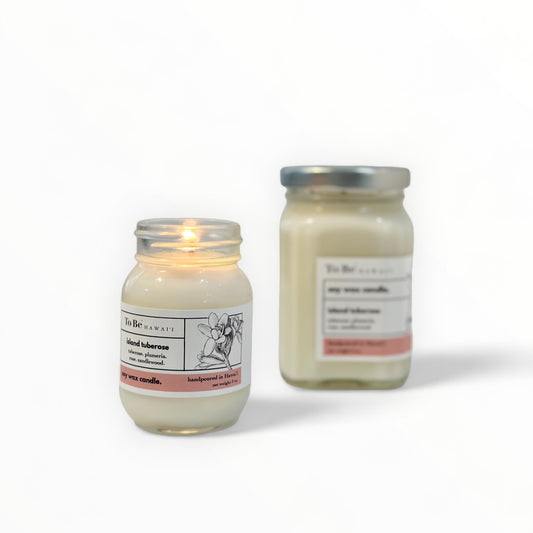 island tuberose soy wax candle.