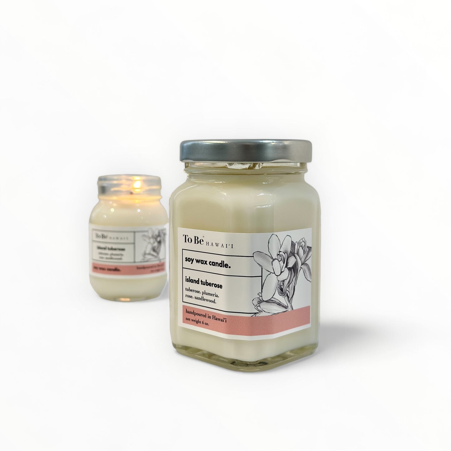 island tuberose soy wax candle.
