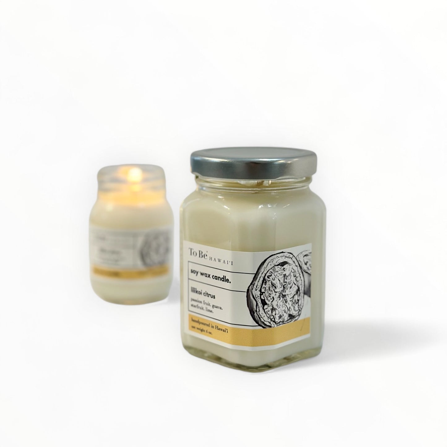 lilikoi citrus soy wax candle.
