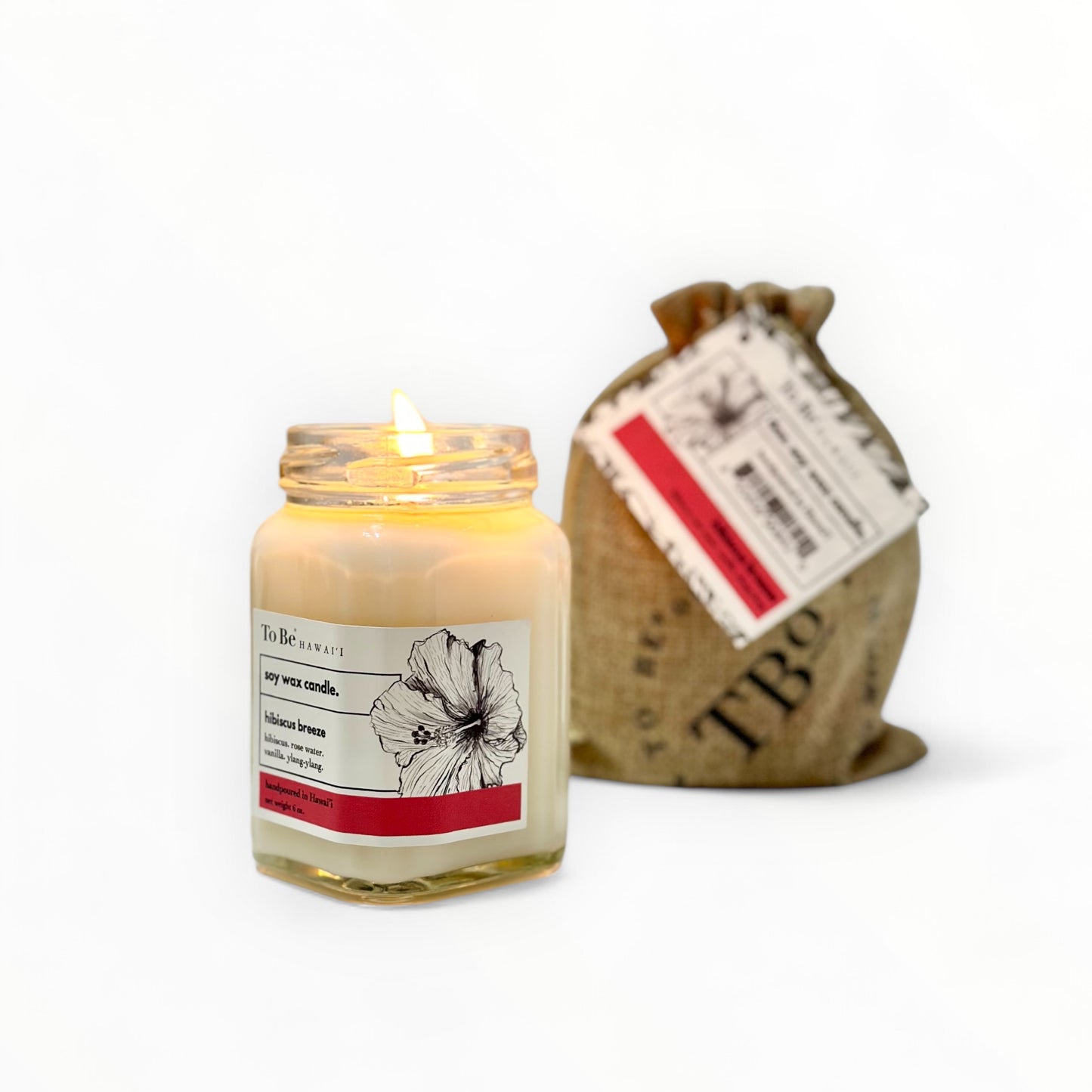 hibiscus breeze soy wax candle.